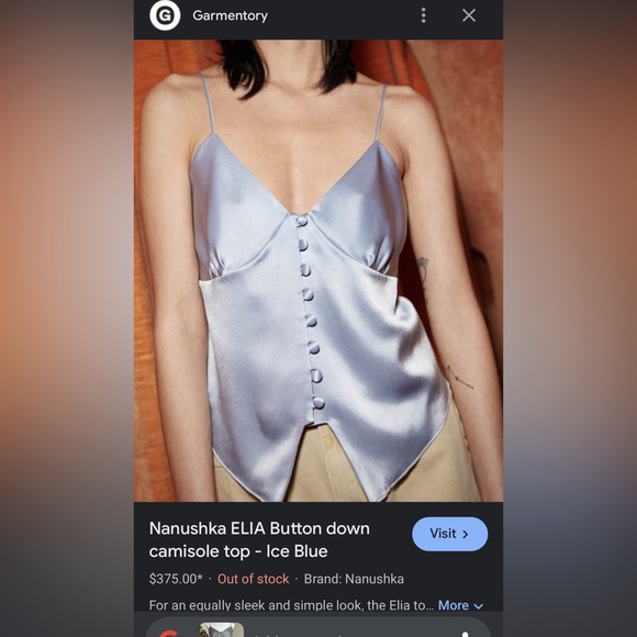 Nanushka Elia Button Down Blue Satin Charmeuse Camisole Size XS - Picture 3 of 15